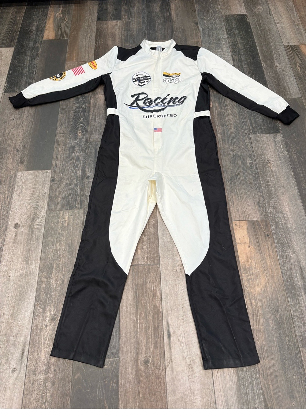 Spirit Racing Jumpsuit Unisex S/M White Black Nascar Moto Costume Coveralls - Picture 2 of 11